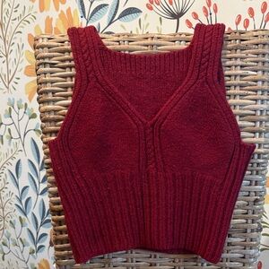 Wine Colored Knit Sleeveless Top- XS